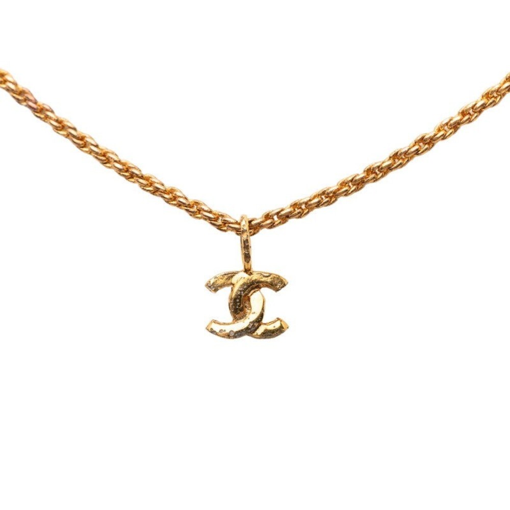 Chanel CC Logo Chain Pendant Necklace Gold Plated